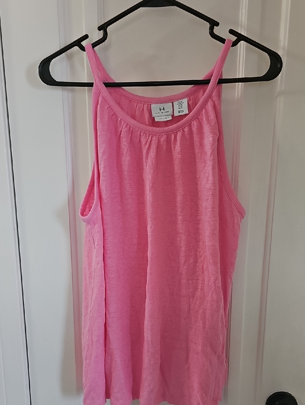 Halston Heritage Pink Linen Scoop Neck Tank